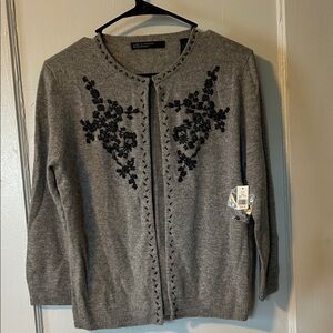 Gray Embroidered Women's Sweater